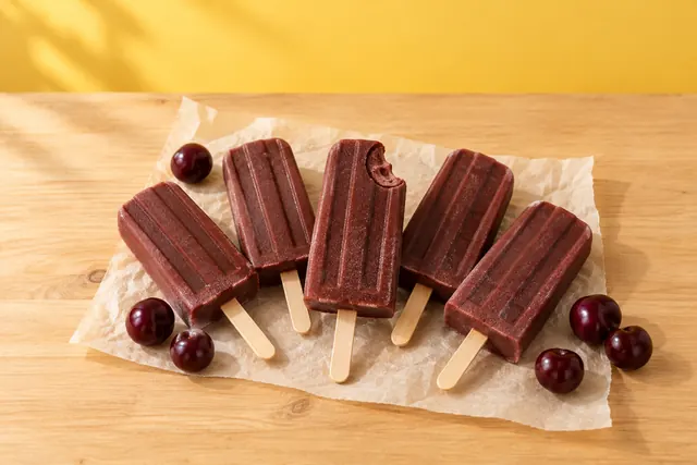 Paletas de cereza y chocolate