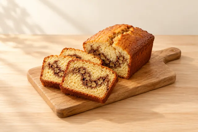 Una rebanada de pastel con remolino que se mantiene entera